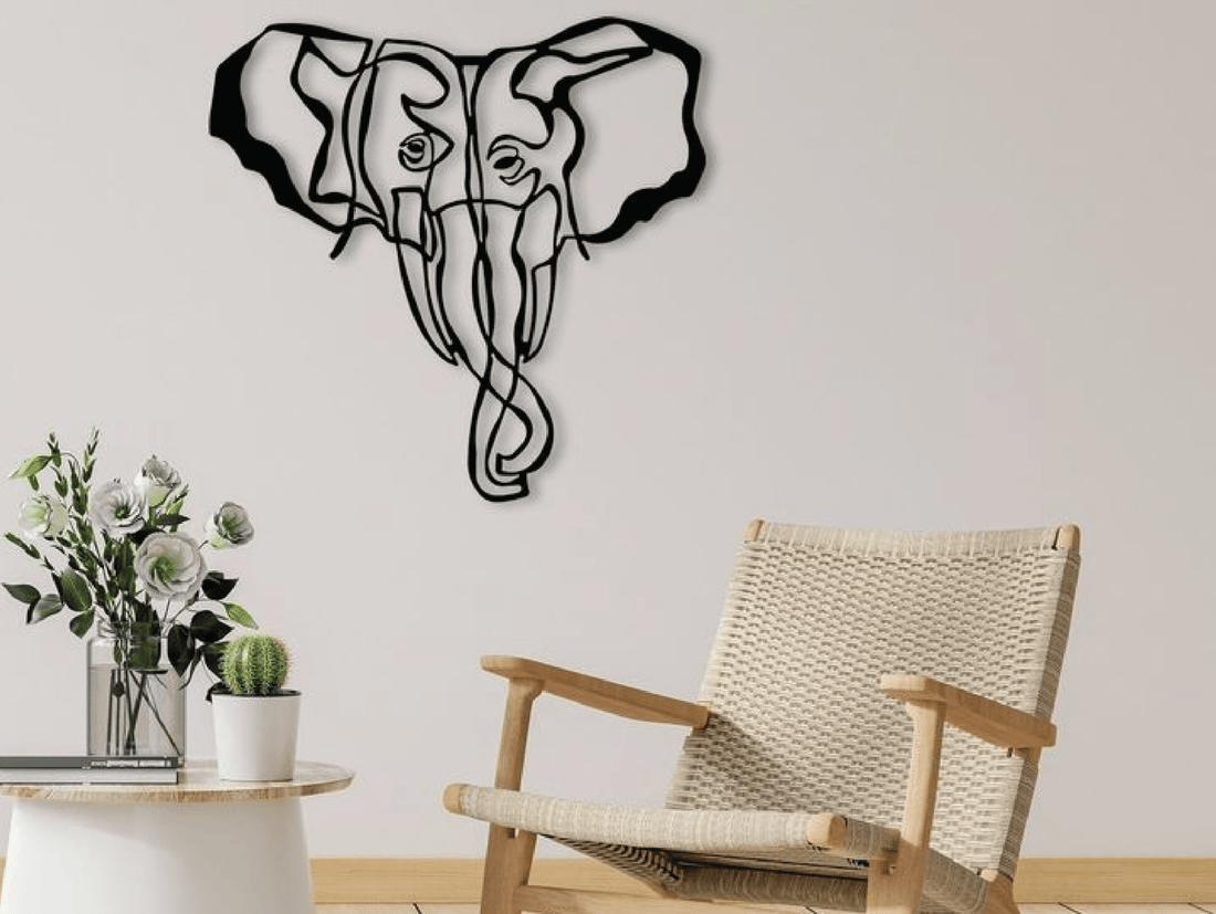 Abstract Elephant Metal Wall Art - MET - AL