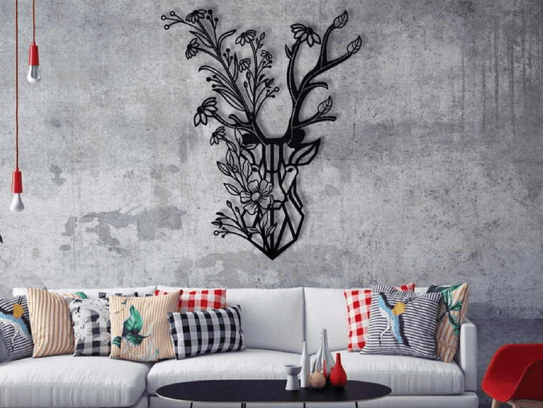 Antler's Bloom Metal Wall Art - MET - AL