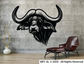 Buffalo Metal Wall Art S (600mm x 450mm) / White