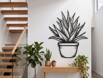 Potted Aloe Metal Wall Art