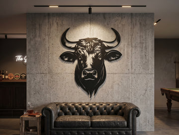 Horned Bull Metal Wall Art