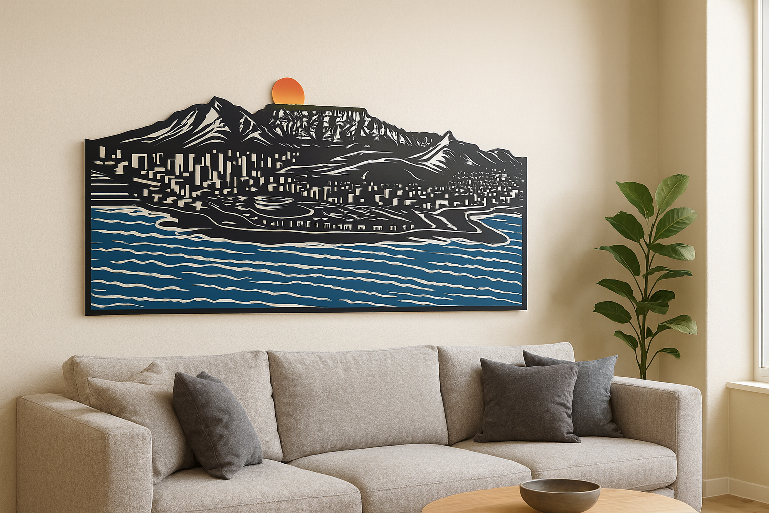 Table Mountain Sunset Metal Wall Art