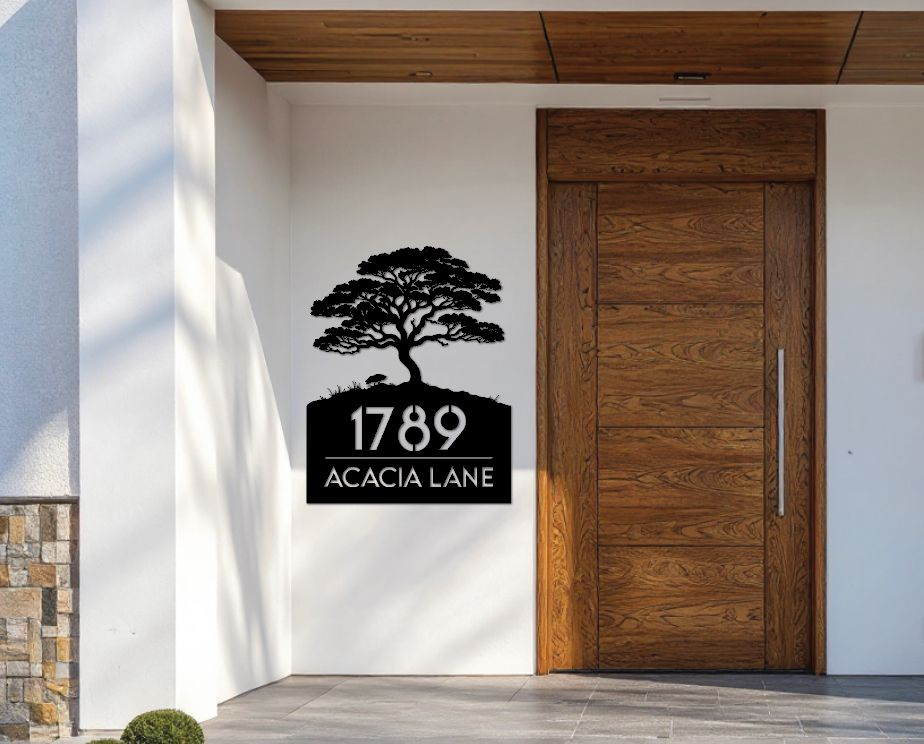 The Acacia Metal House Number