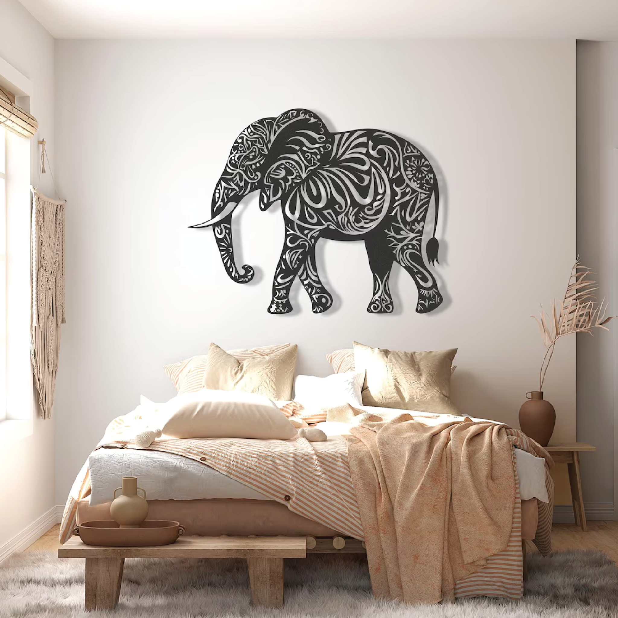 Tribal Elephant  Metal Wall Art