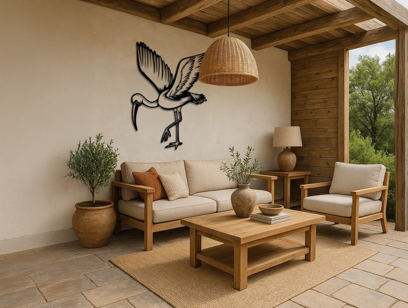 African Sacred Ibis Bird Metal Wall Art - MET - AL