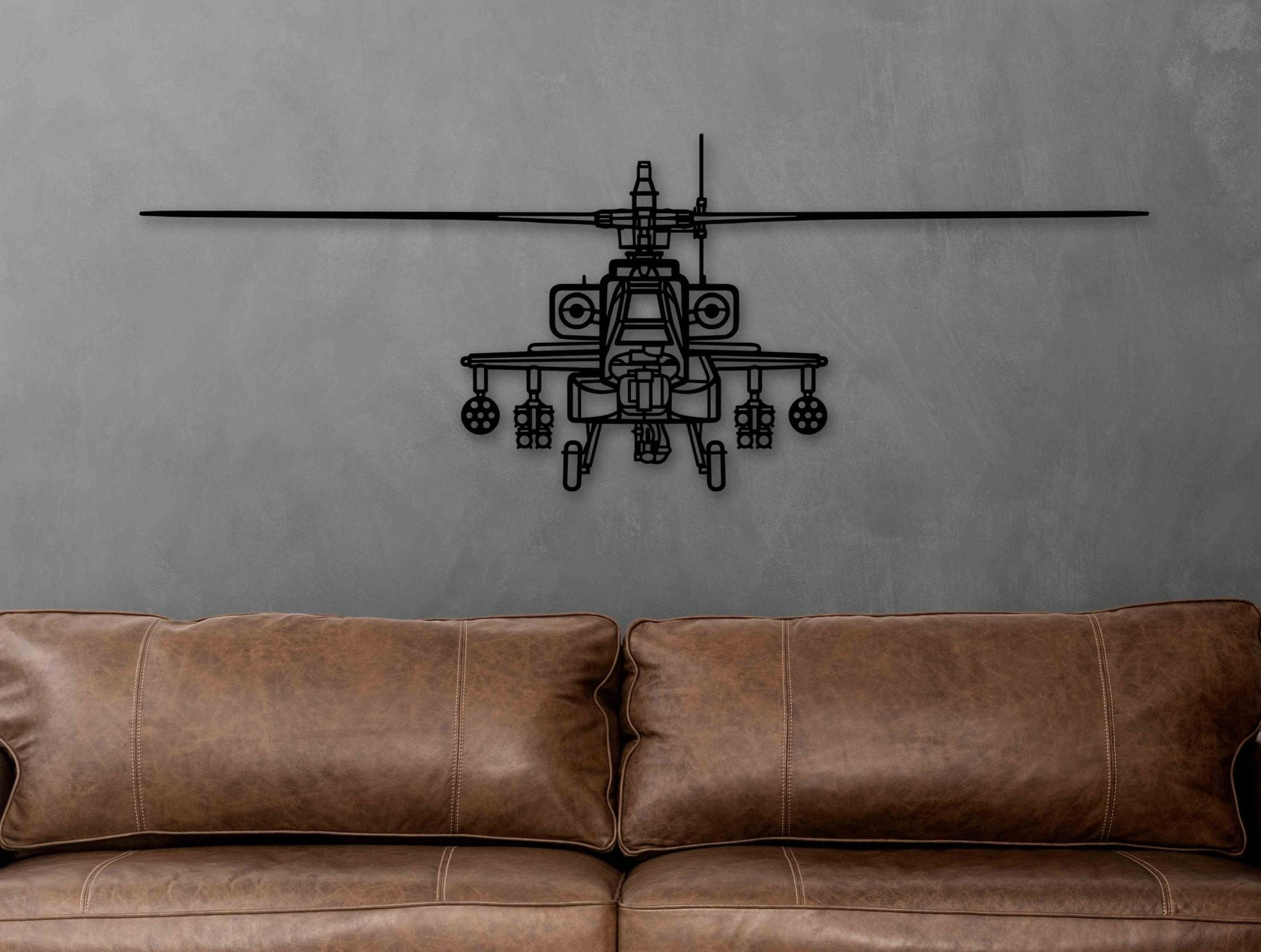 AH - 64D Apache Front Silhouette Metal Wall Art - MET - AL