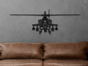 AH - 64D Apache Front Silhouette Metal Wall Art - MET - AL