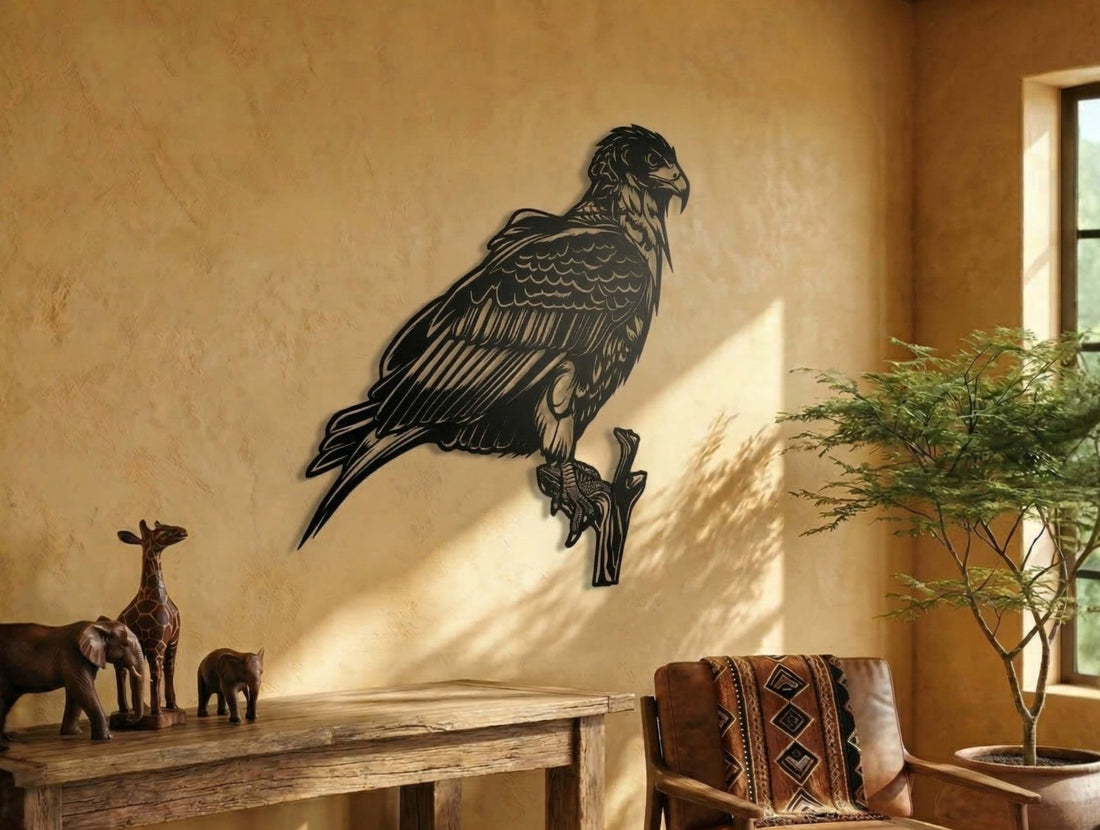 Bateleur on Branch Metal Wall Art - MET - AL