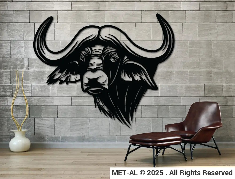Buffalo Metal Wall Art S (600mm x 450mm) / White