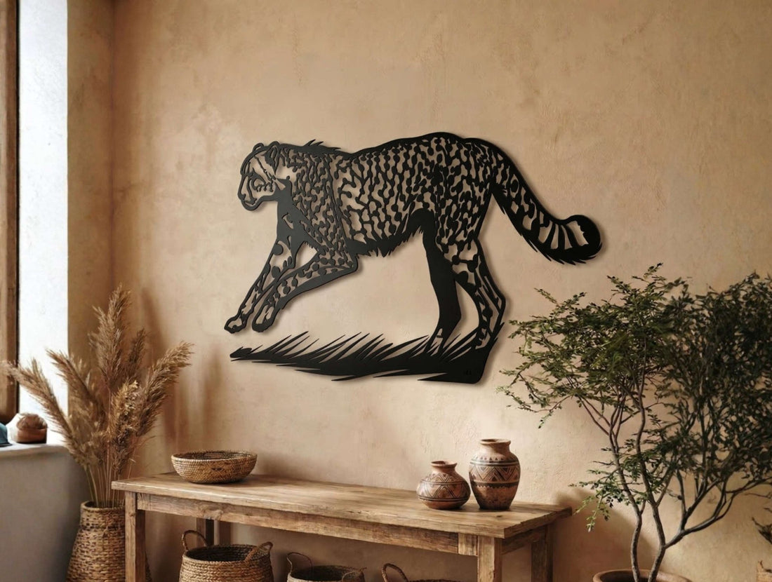 Cheetah in Stride Metal Wall Art - MET - AL