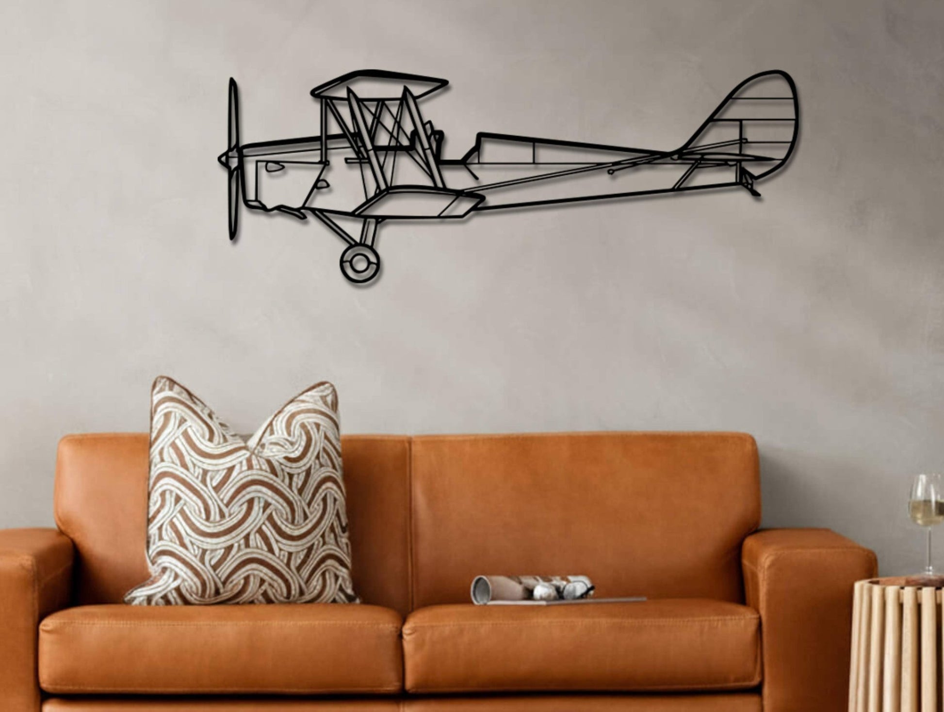 DH.82 Tiger Moth Silhouette Metal Wall Art - MET - AL