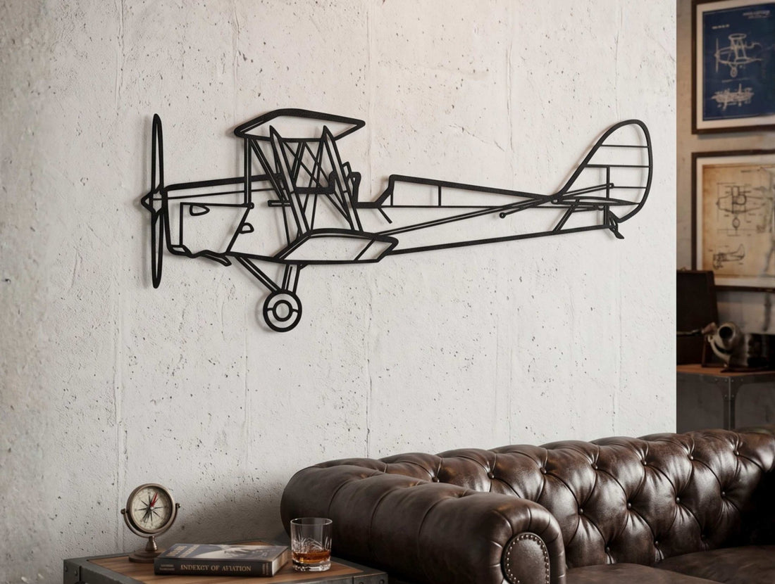 DH.82 Tiger Moth Silhouette Metal Wall Art - MET-AL