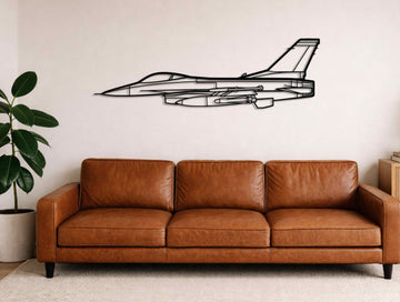 F - 16 Falcon Silhouette Metal Wall Art - MET - AL