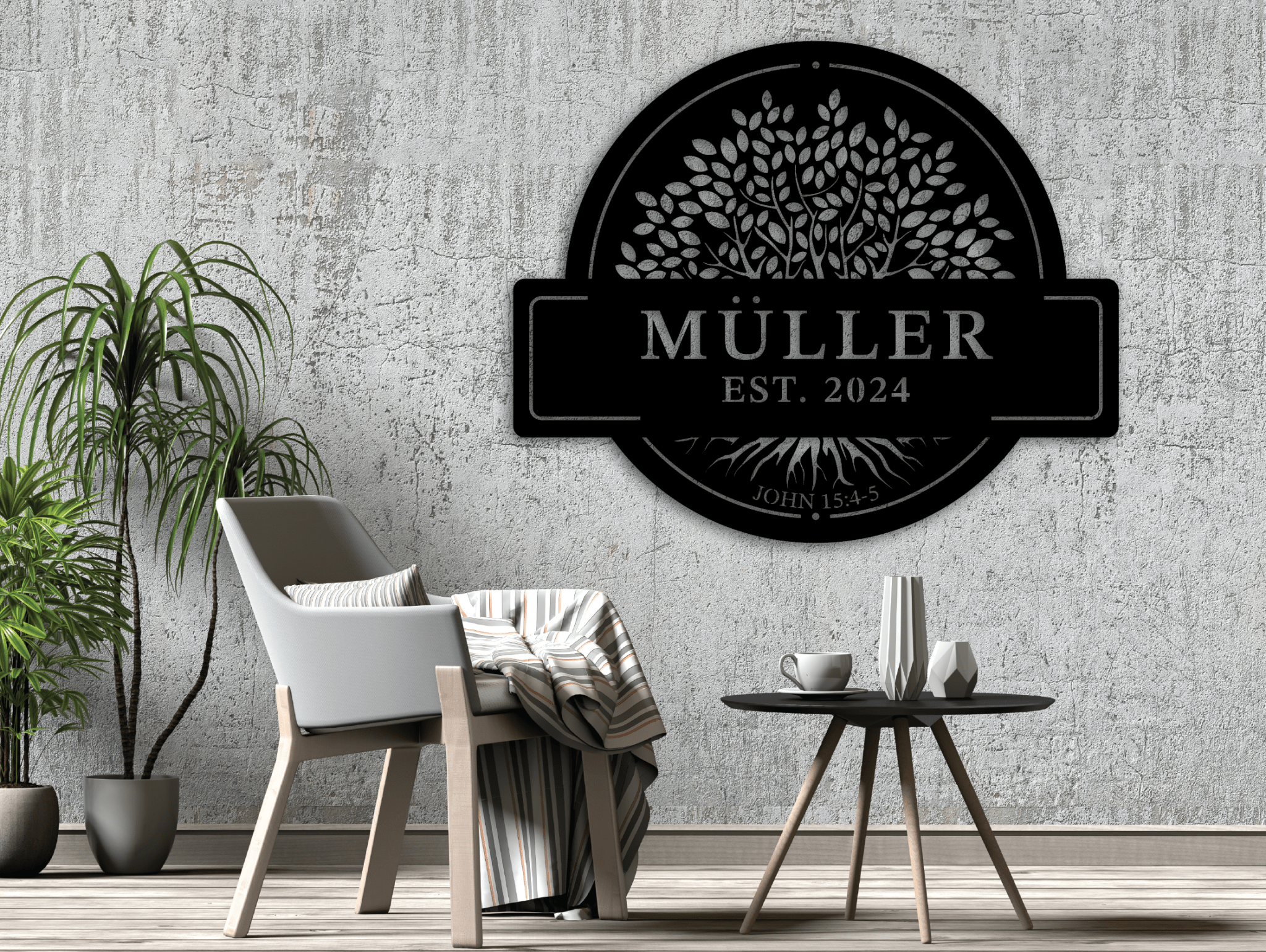 Family Name Tree Of Life Metal Wall Art - MET - AL