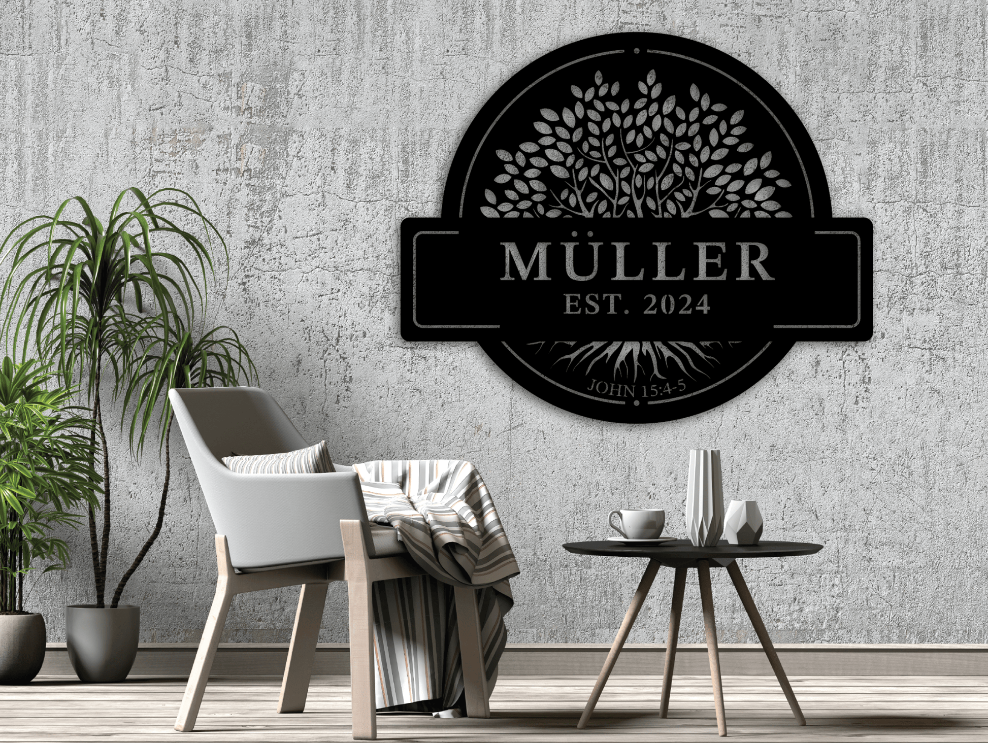 Family Name Tree Of Life Metal Wall Art - MET - AL