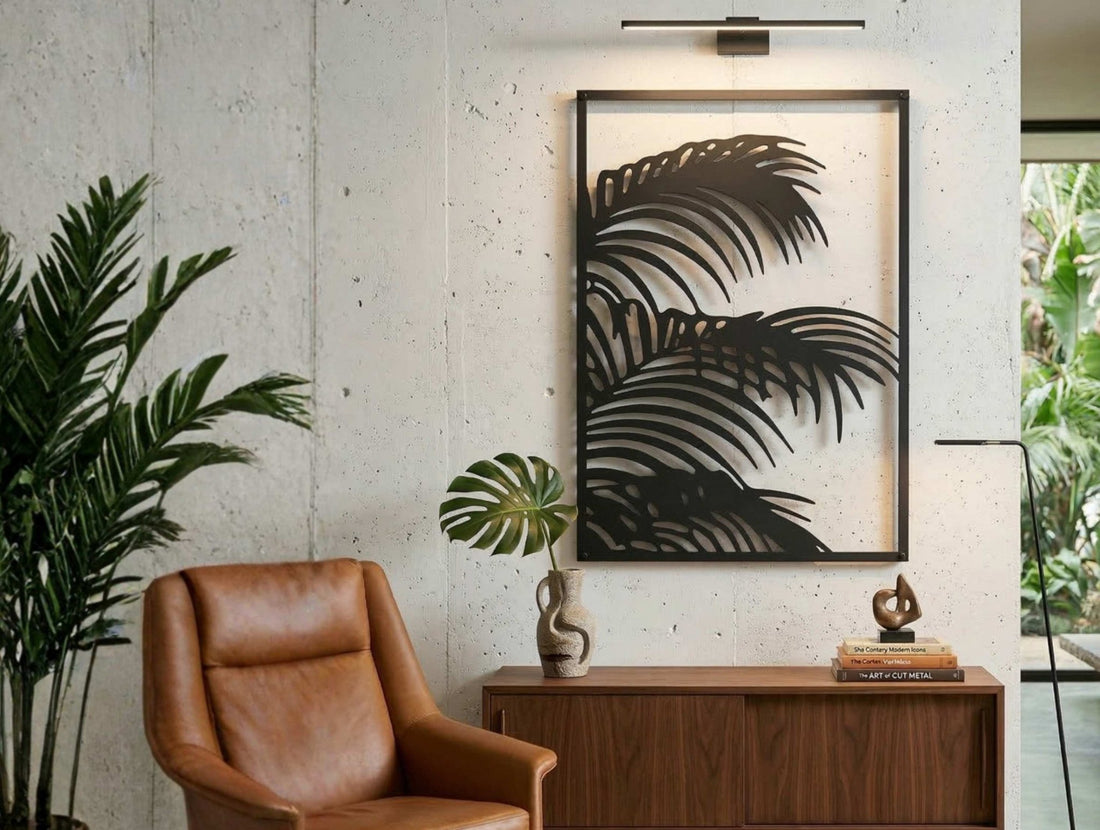 Framed Palm Leaves Metal Wall Art - MET - AL