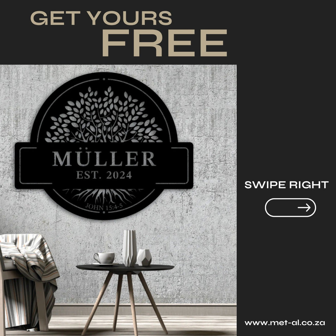 FREE Family Name Tree Of Life Metal Wall Art - MET - AL