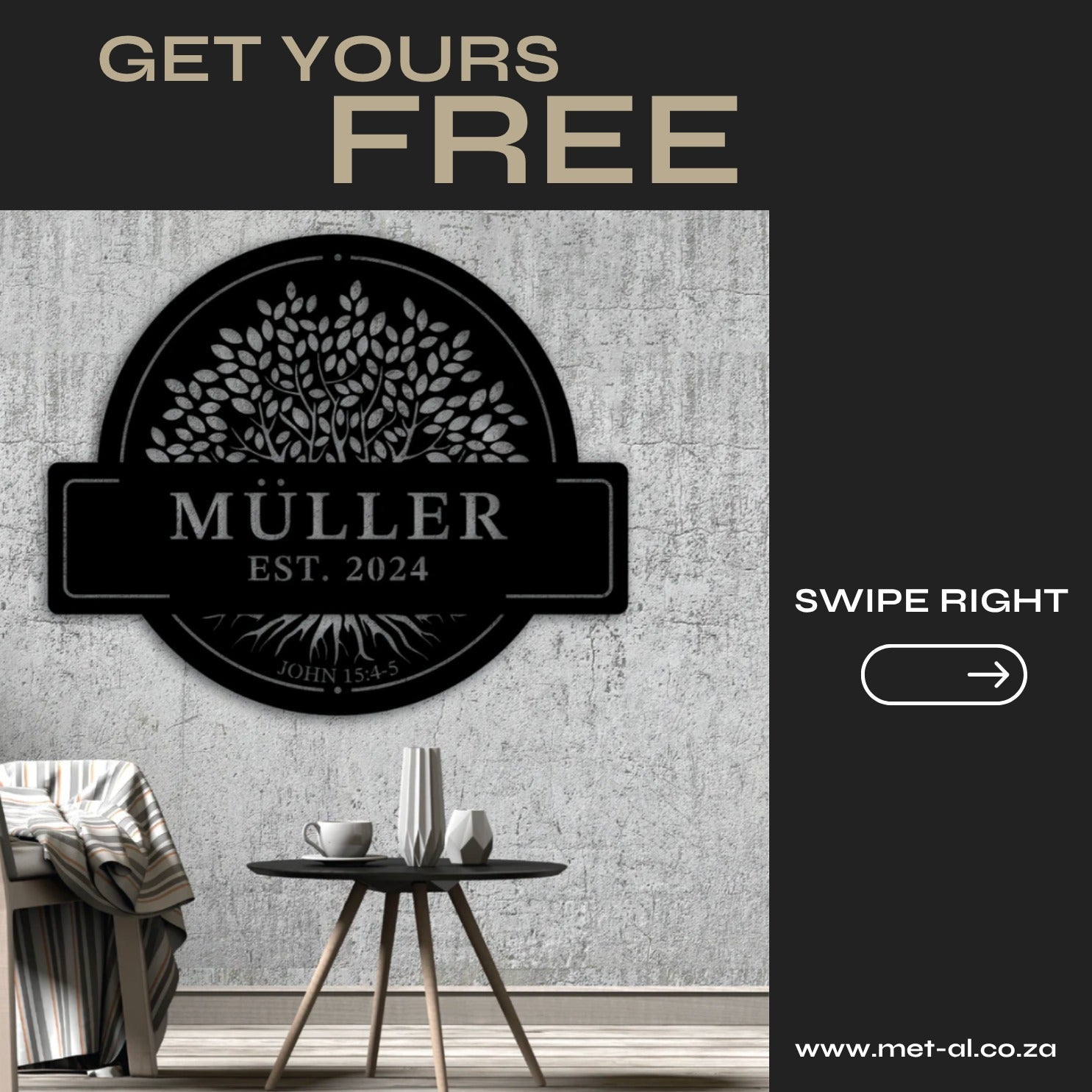 FREE Family Name Tree Of Life Metal Wall Art - MET - AL
