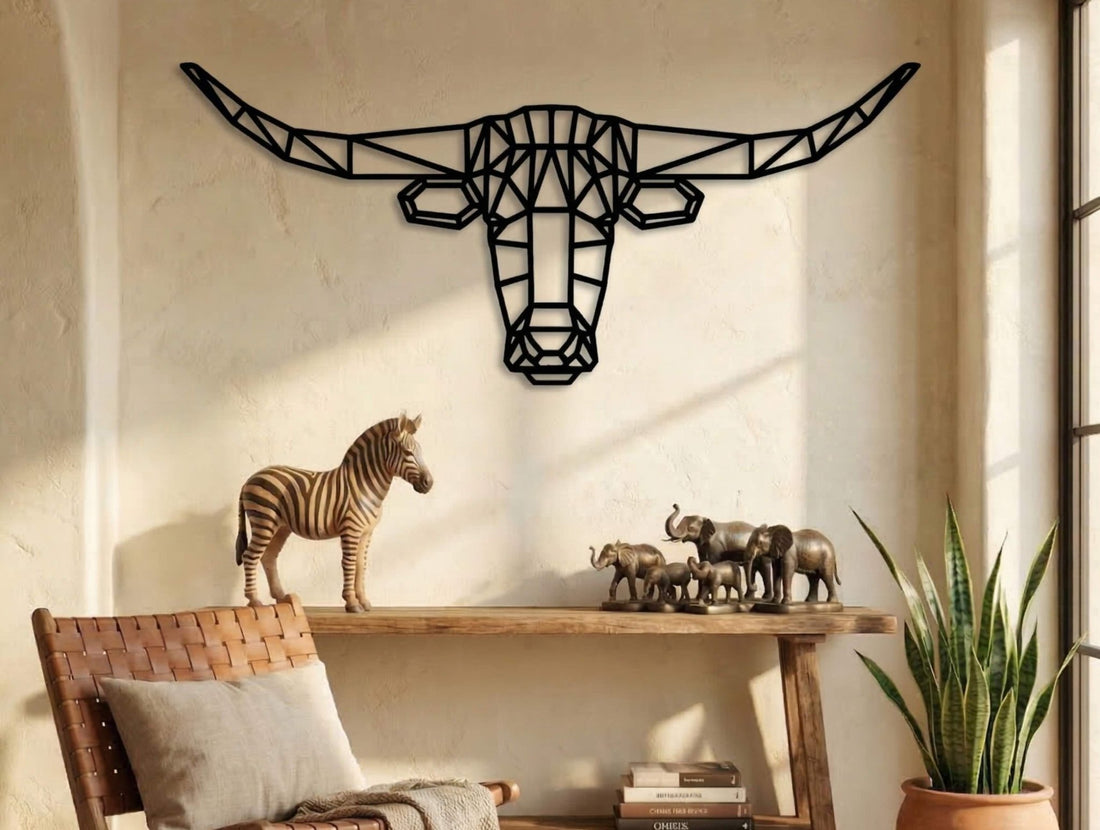 Geo LongHorn Metal Wall Art - MET - AL