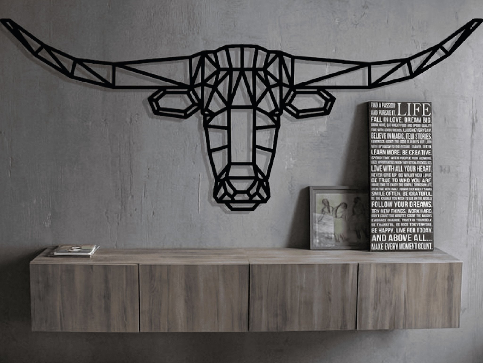 Geo LongHorn Metal Wall Art - MET - AL