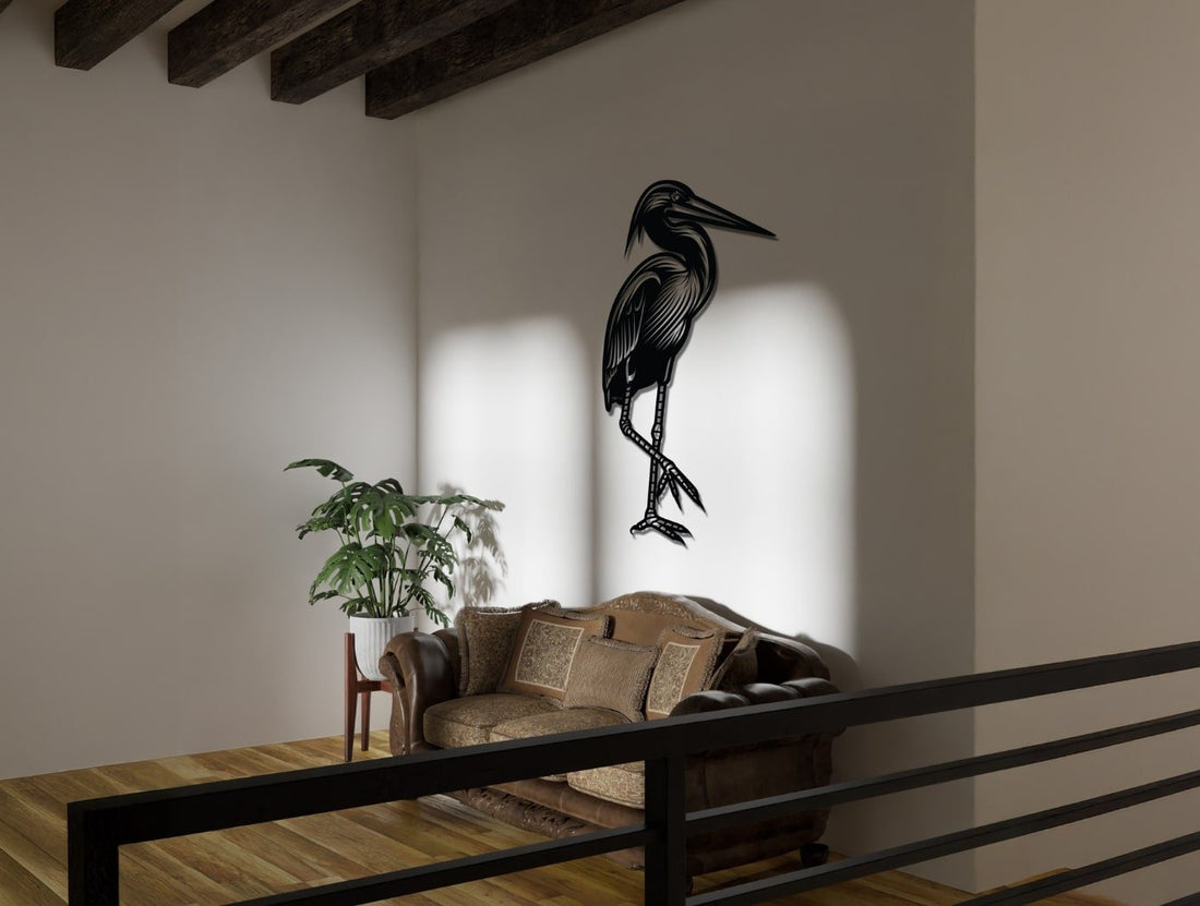 Goliath Heron Bird Metal Wall Art - MET - AL