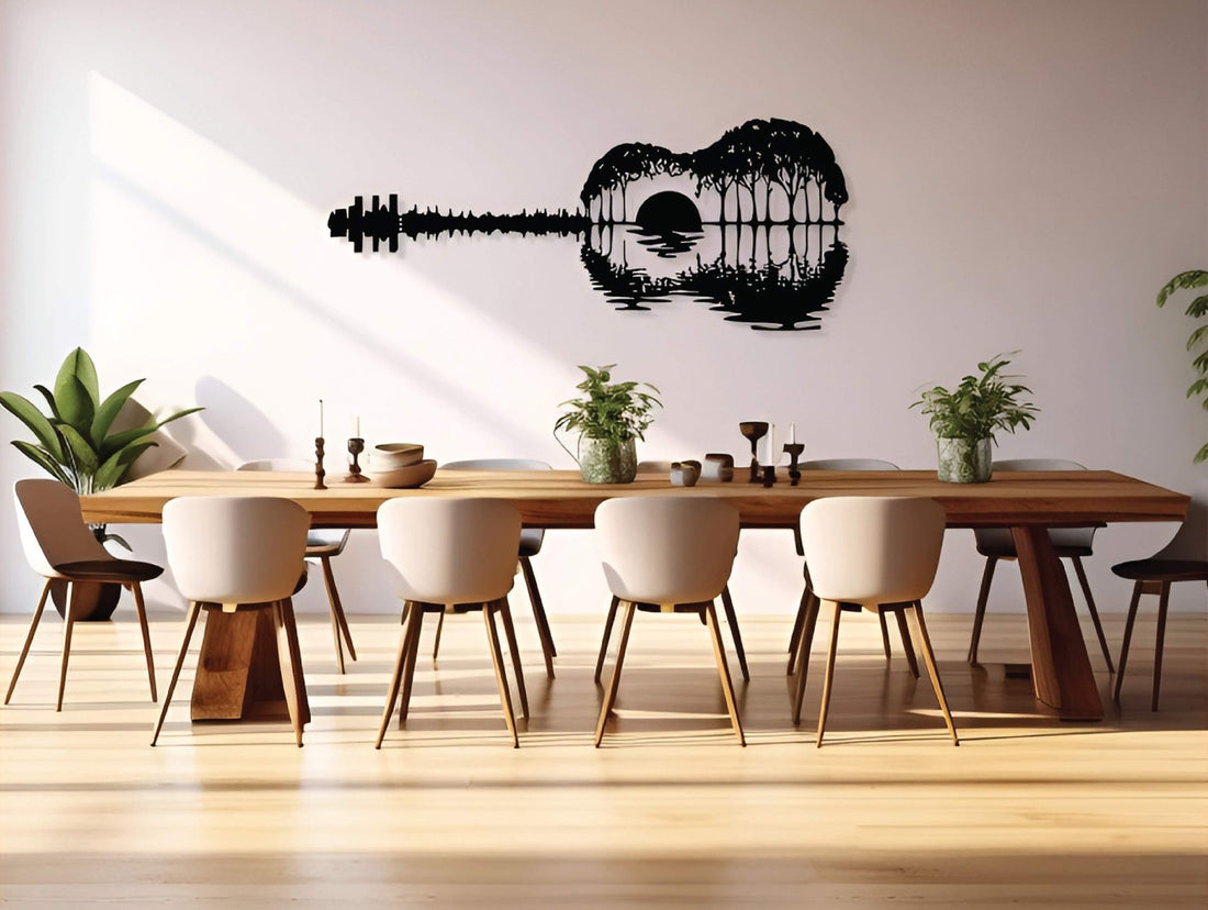 Guitar Sunset Metal Wall Art - MET - AL