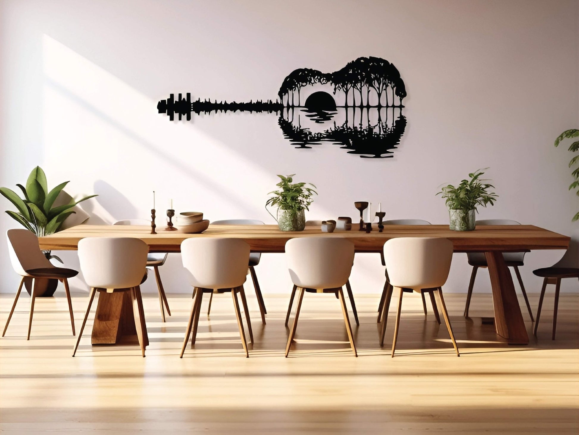 Guitar Sunset Metal Wall Art - MET - AL
