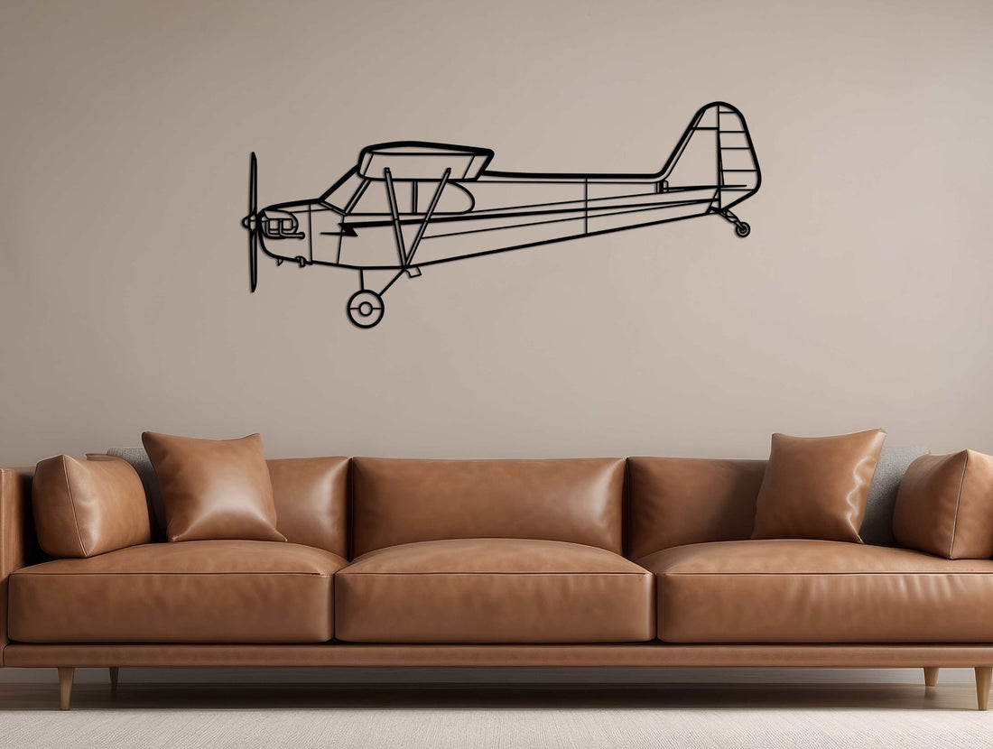 J - 3 Cub Silhouette Metal Wall Art - MET - AL