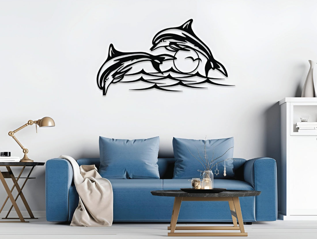 Jumping Dolphins Metal Wall Art - MET - AL