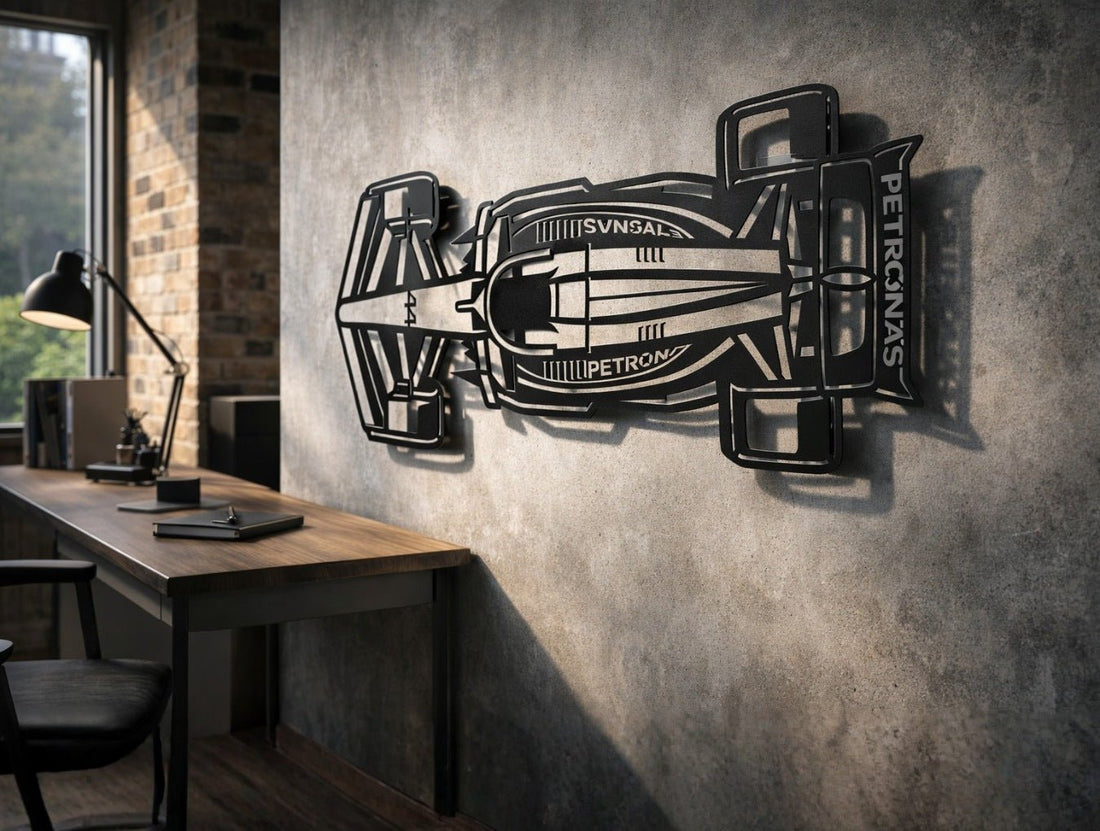 Mercedes F1 Top View Metal Wall Art - MET - AL