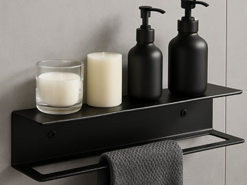 Noir 2 - in - 1 Metal Floating Shelf & Towel Bar - MET - AL