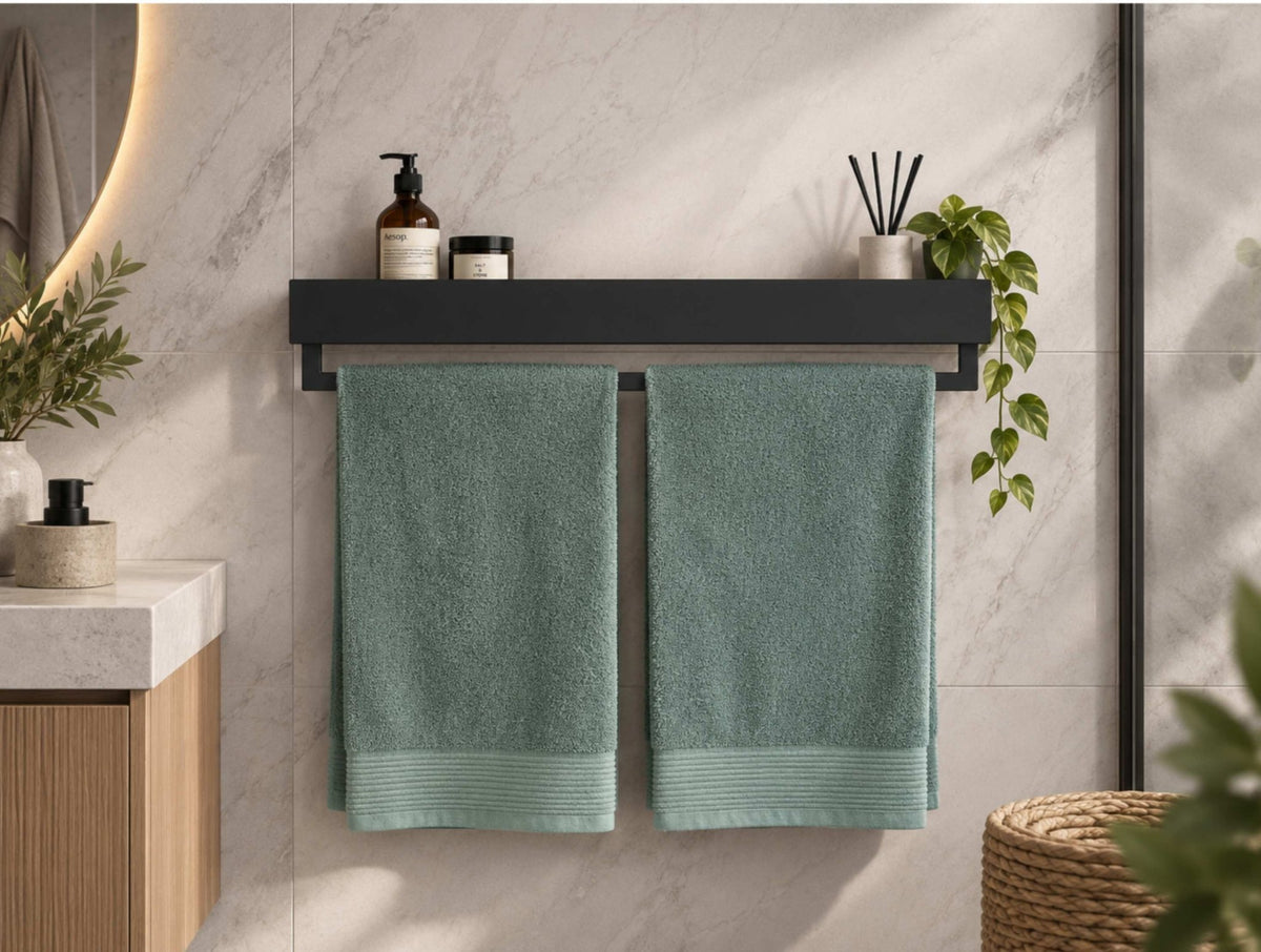 Onyx Towel Holder & Shelf - MET-AL