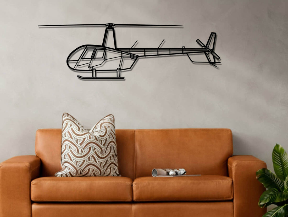 R44 Raven II Silhouette Metal Wall Art - MET - AL