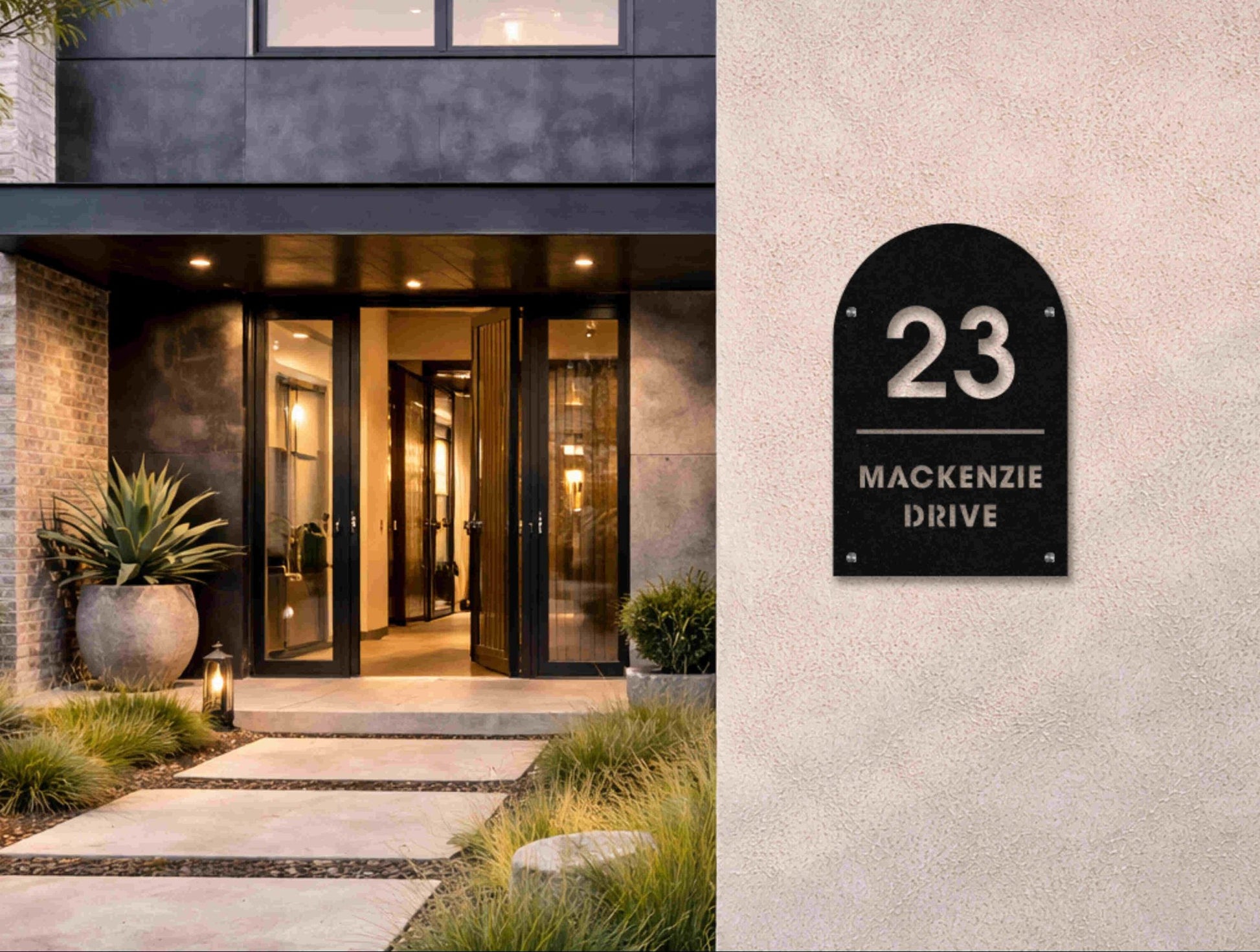 The Arched Metal Metal House Number - MET - AL