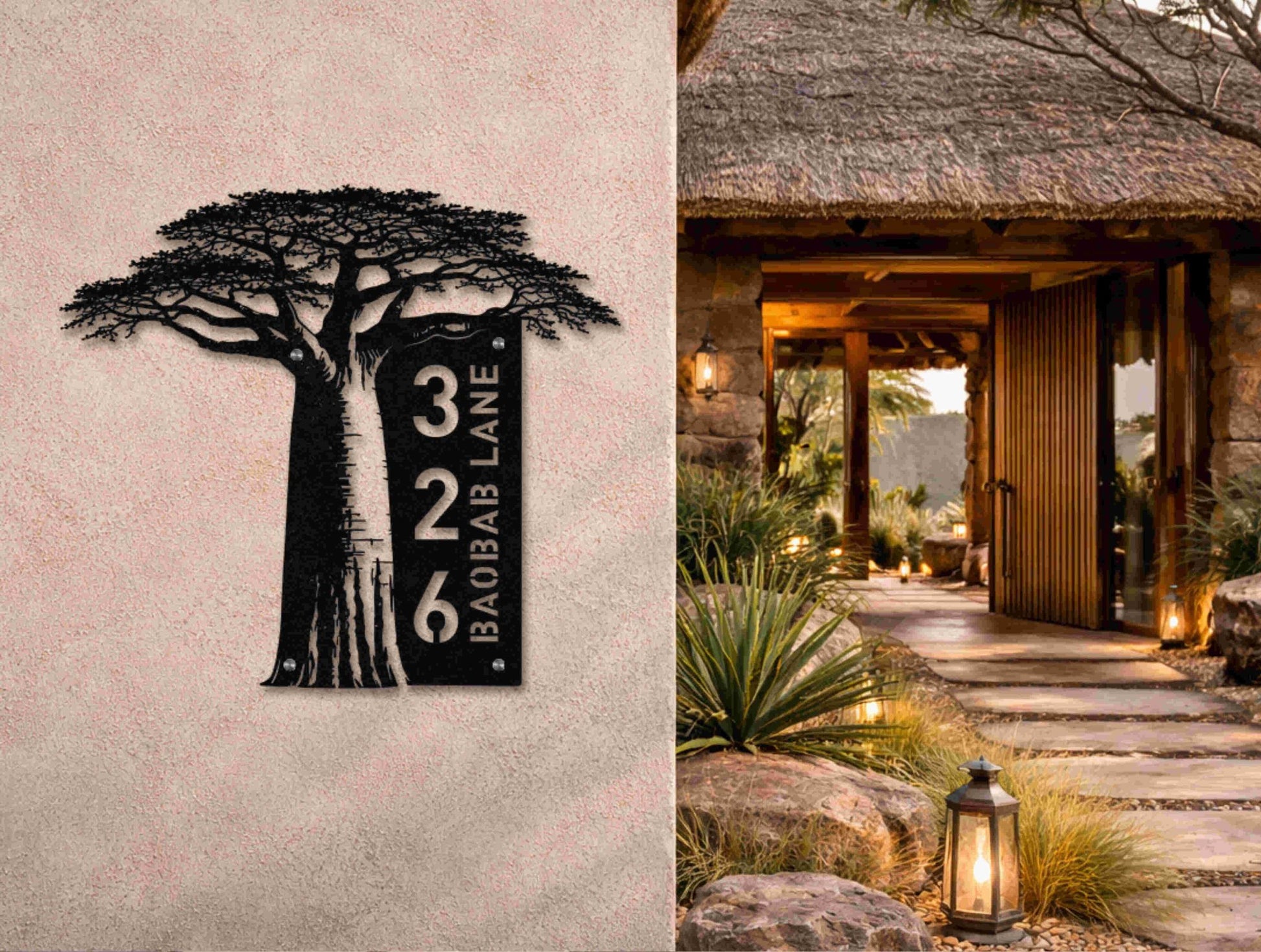 The Baobab Metal House Number - MET - AL
