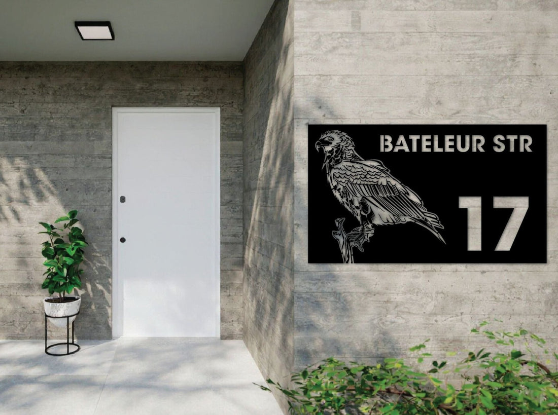 The Bateleur Bird Metal House Number - MET - AL