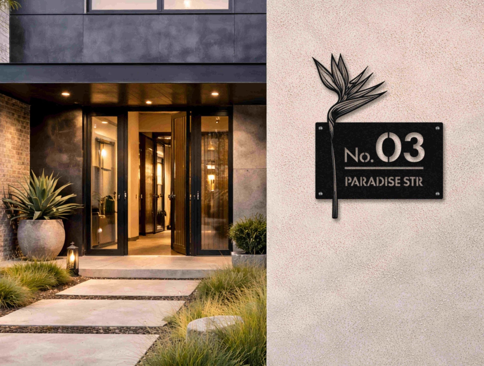 The Bird Of Paradise Metal House Number - MET - AL