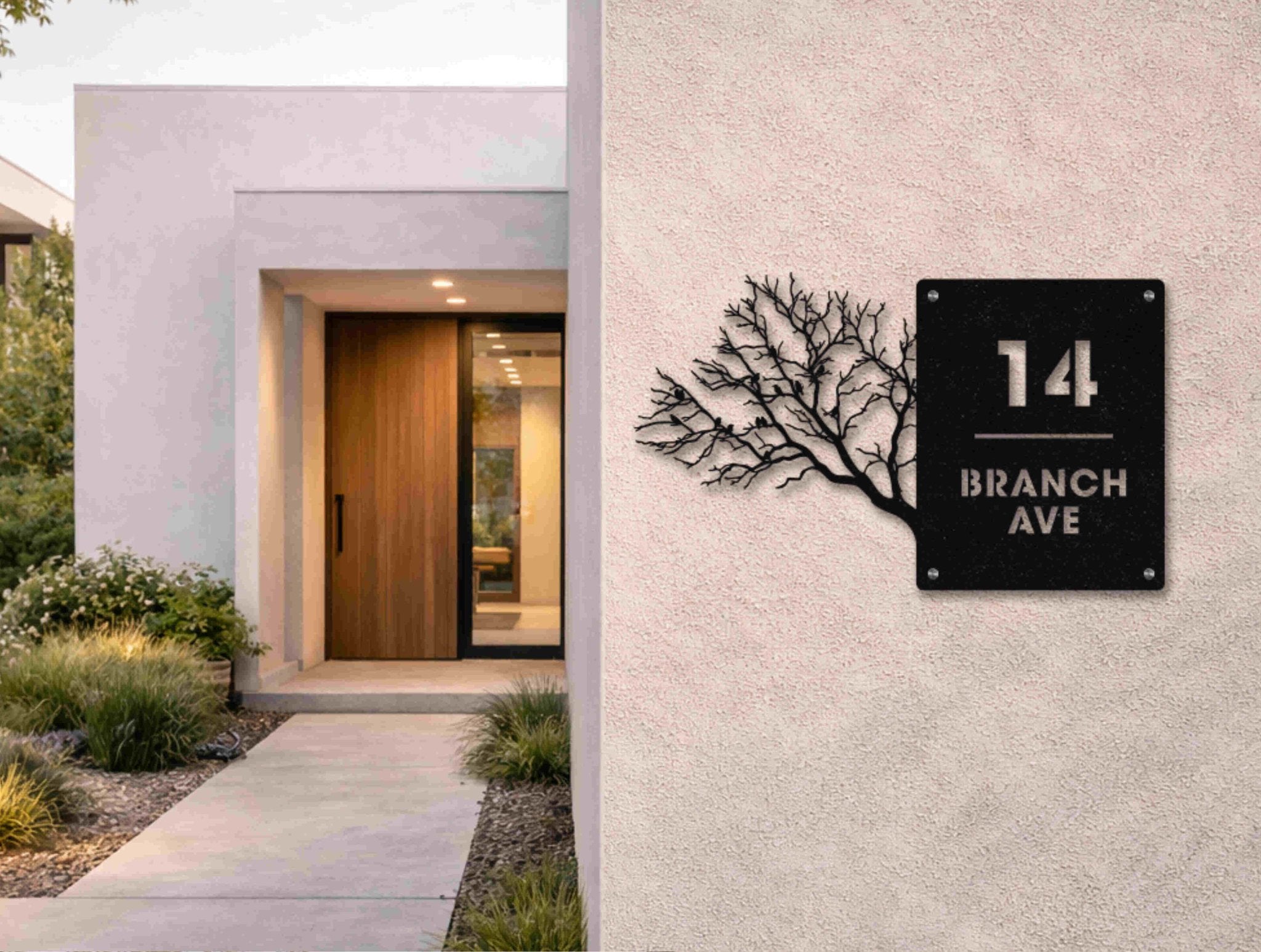The Birds on a Branch Metal House Number – MET-AL