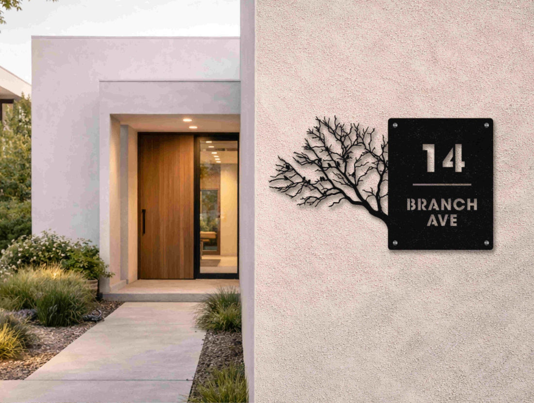 The Birds on a Branch Metal House Number - MET - AL