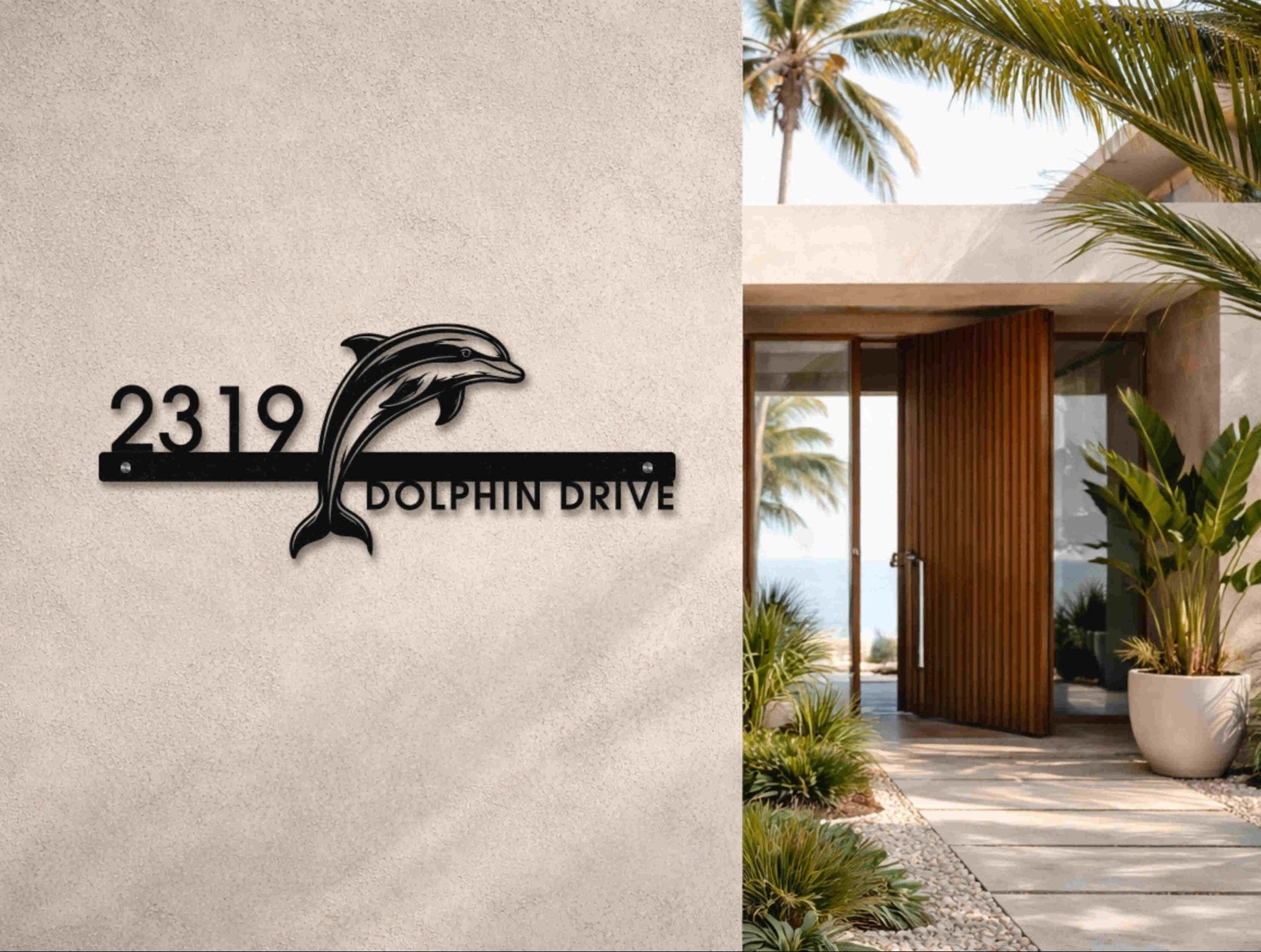 The Bottlenose Metal House Number - MET - AL