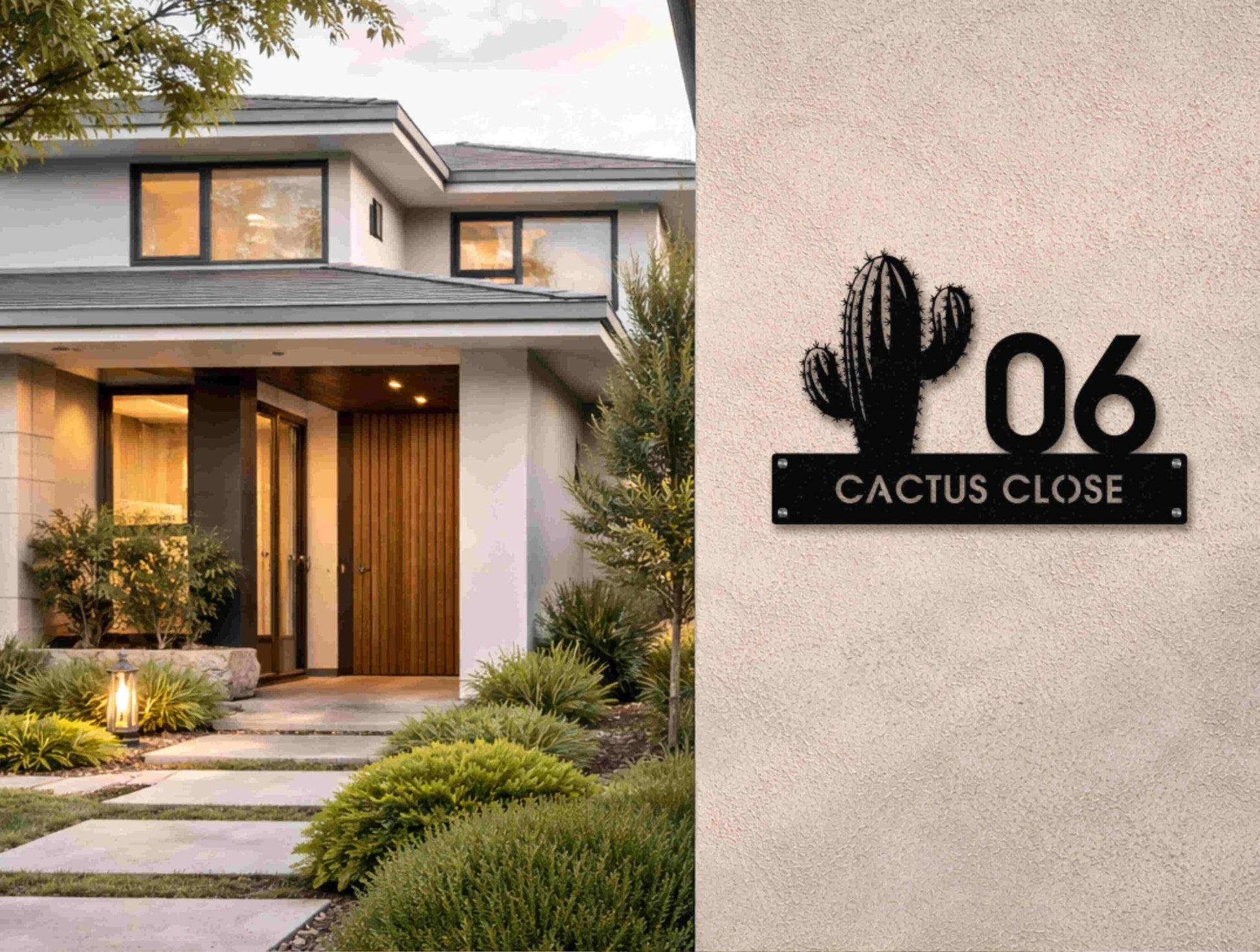 The Cactus Metal House Number - MET - AL