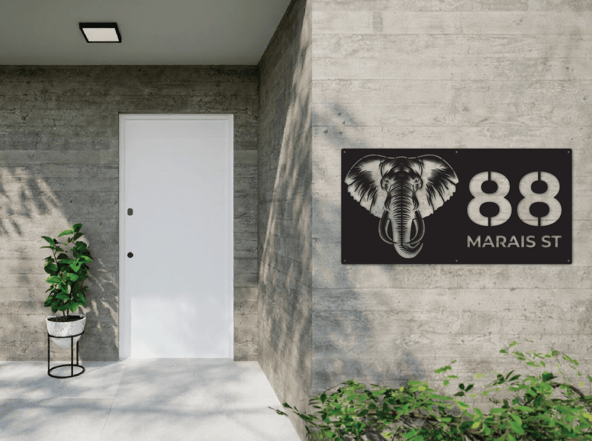 The Elephant Metal House Number - MET - AL