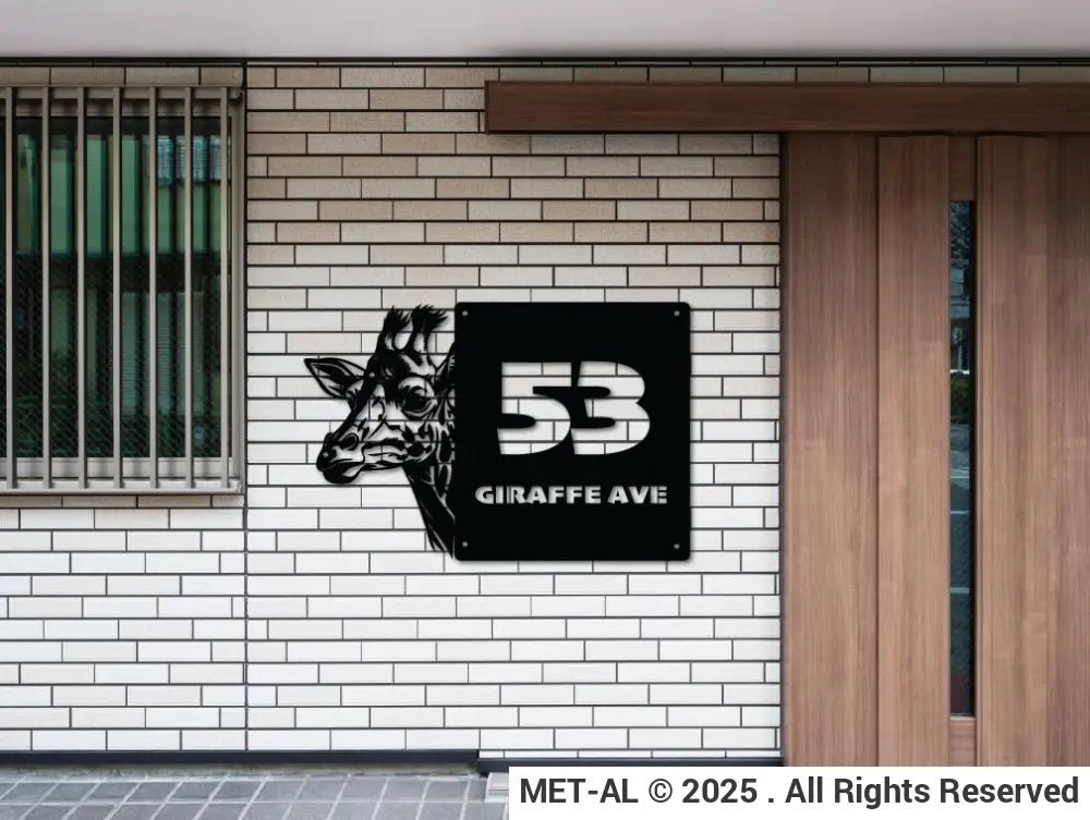 The Giraffe Metal House Number - MET - AL