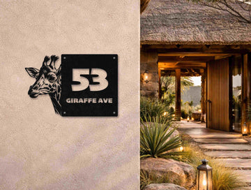 The Giraffe Metal House Number - MET - AL