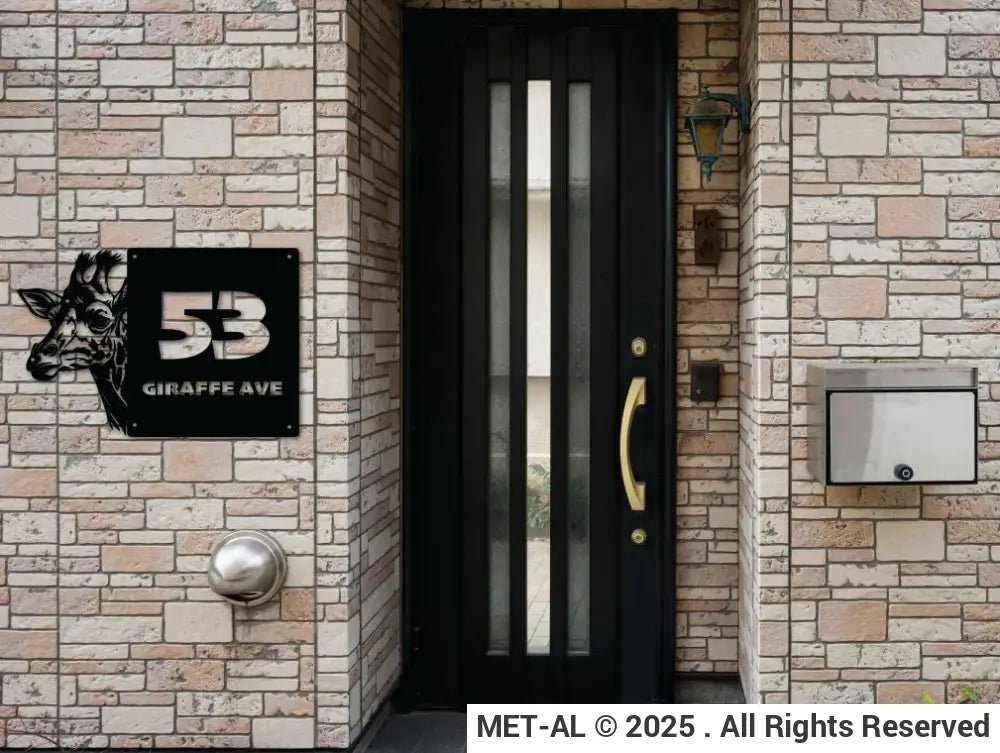The Giraffe Metal House Number - MET - AL