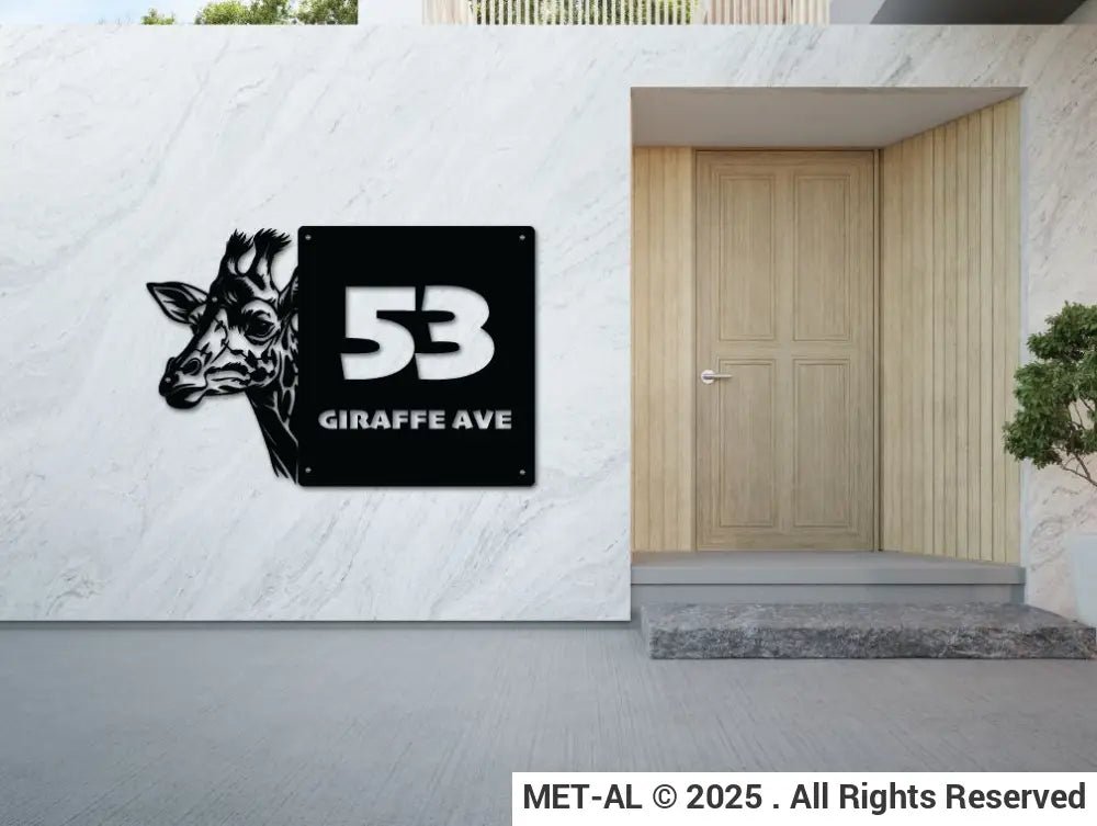 The Giraffe Metal House Number - MET - AL