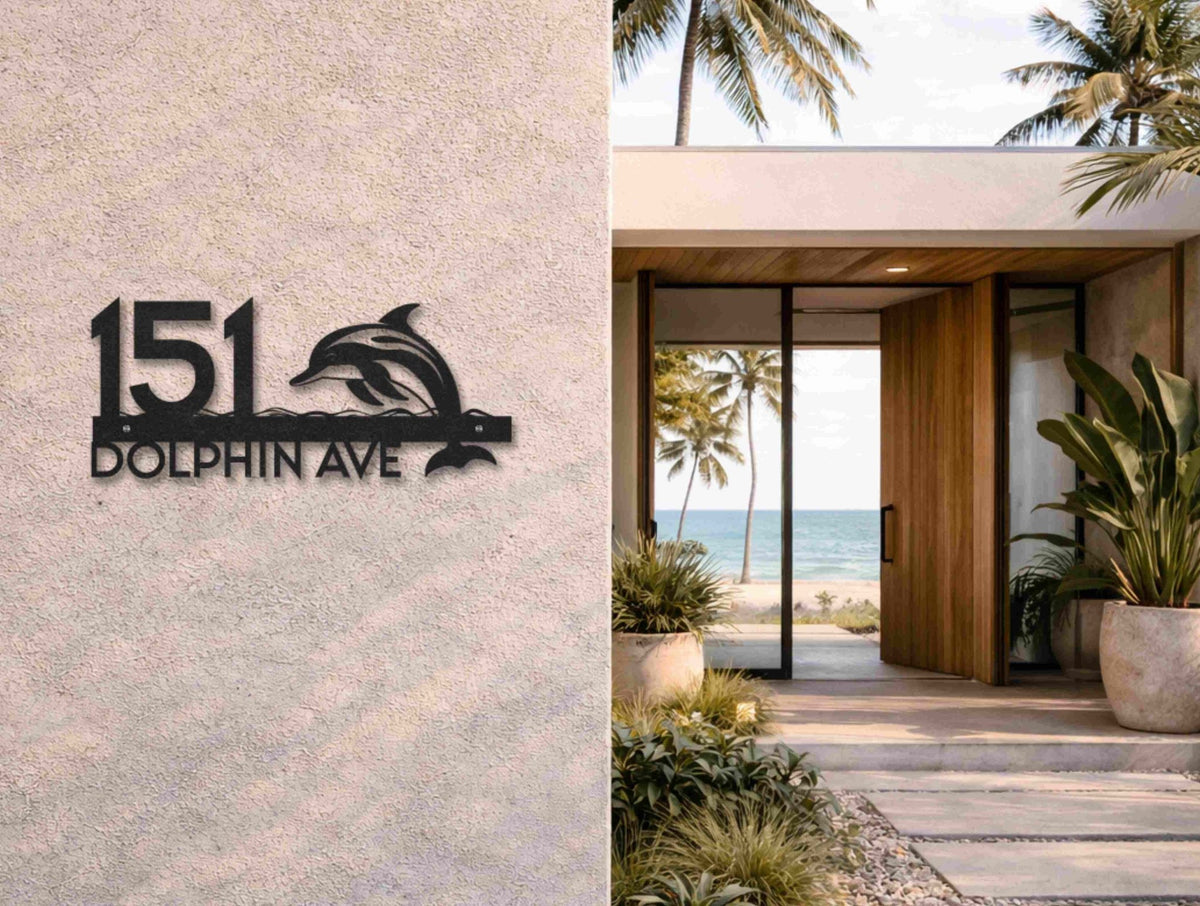 The Jumping Dolphin Metal House Number – MET-AL