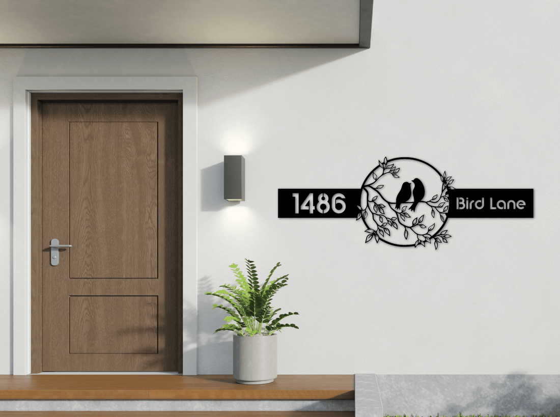 The Love Birds Metal House Number - MET - AL