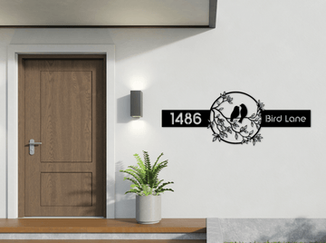 The Love Birds Metal House Number - MET - AL