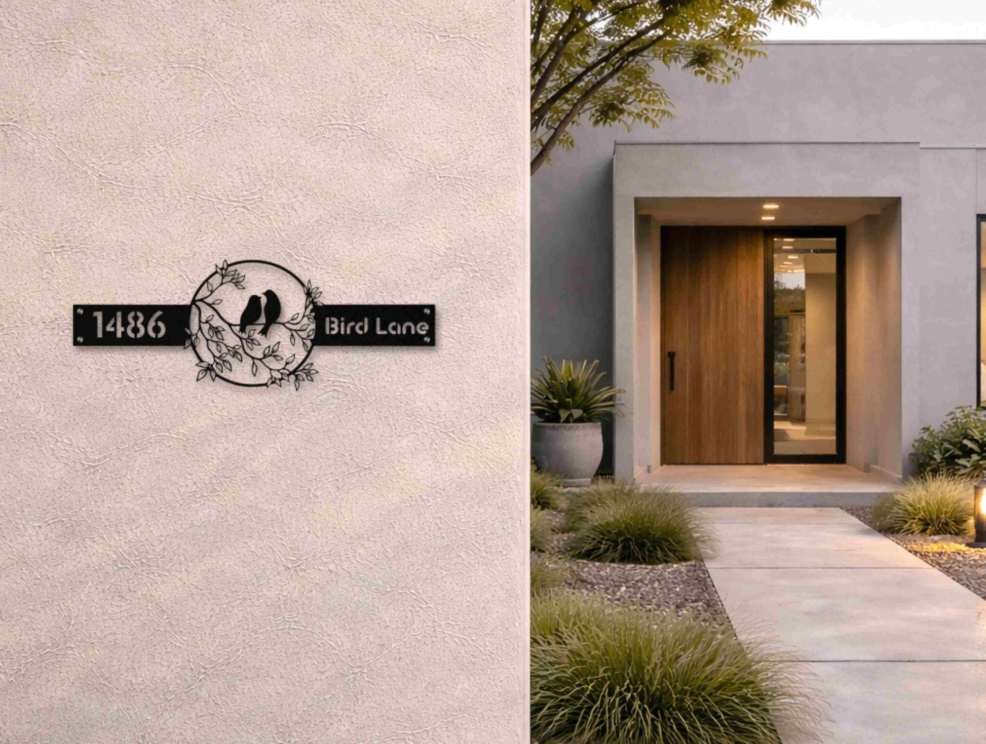 The Love Birds Metal House Number - MET - AL